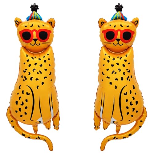 DazzJoy Luftballon Tiere Leopard, XXL Tier Luftballons, Folienballon Geburtstag, Helium Ballon für Kindergeburtstag Deko, Dschungel Party Animals von Dazzjoy
