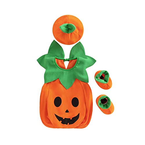 Dazzerake 3-teiliges Halloween-Set für Babys, Jungen, Mädchen, Halloween-Kostüm, 0-24 Monate, langärmelig, Hut und Schuhe, Orange4, 0-6 Monate Dazzerake 3-teiliges Halloween-Set für Babys, Jungen, Mädchen, Halloween-Kostüm, 0-24 Monate, langärmelig, Hut und Schuhe, Orange4, 0-6 Monate von Dazzerake