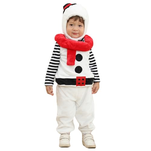 Dazzerake 4-teiliges Weihnachts-Set für Babys, Jungen, Mädchen, Weihnachtskostüm, Schneemann, Oberteil + ärmellose Weste + Hose + Hut für Babys, 6 Monate bis 3 Jahre, weiß, 6-9 Monate Dazzerake 4-teiliges Weihnachts-Set für Babys, Jungen, Mädchen, Weihnachtskostüm, Schneemann, Oberteil + ärmellose Weste + Hose + Hut für Babys, 6 Monate bis 3 Jahre, weiß, 6-9 Monate von Dazzerake