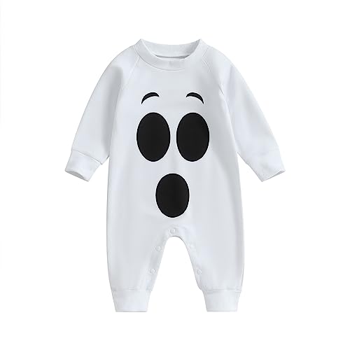 Dazzerake Halloween-Kostüm, Baby, Jungen, Mädchen, Halloween-Kostüm, Baby, Unisex, 3-24 Monate, 2-teiliges Set, Cosplay, Geist, Umhang + Hose (Weiß, 6-12 Monate) von Dazzerake