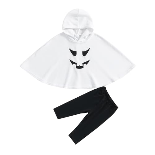 Dazzerake Halloween-Kostüm, Baby, Jungen, Mädchen, Halloween-Kostüm, Baby, Unisex, 3 Monate bis 5 Jahre, 2-teiliges Set, Cosplay, Geist, Umhang + Hose (Weiß, 3-4 Jahre) von Dazzerake