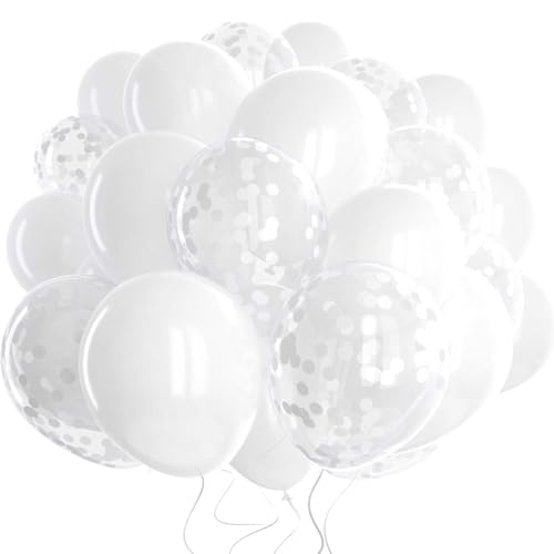 DazzJoy Luftballons Weiß, 30 Stk Metallic Weiße Luftballons Hochzeit Deko, Weiße Ballons Kindergeburtstag Deko, Weiß Konfetti Luftballons für Mädchen Weiße Thema Geburtstag Party, Hochzeit, Babyparty von Dazzjoy