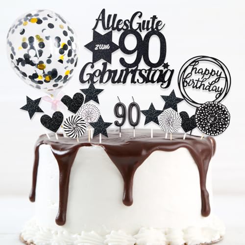 DazzJoy 19 Stk Glitter Tortendeko 90. Geburtstag Frau,Schwarz Kuchendeko 90 Geburtstag Deko,Cake Topper 90. Geburtstag Mann,Alles Gute zum 90 Geburtstag Torten Deko,Geburtstagstorte Deko 90 DazzJoy 19 Stk Glitter Tortendeko 90. Geburtstag Frau,Schwarz Kuchendeko 90 Geburtstag Deko,Cake Topper 90. Geburtstag Mann,Alles Gute zum 90 Geburtstag Torten Deko,Geburtstagstorte Deko 90 von Dazzjoy