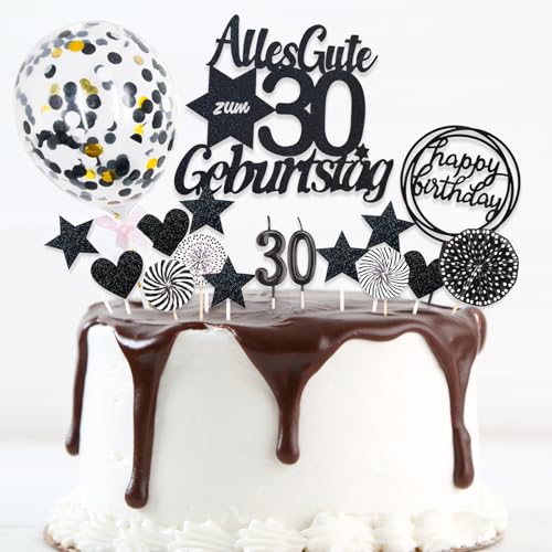 DazzJoy 19 Stk Tortendeko 30 Geburtstag Frau Mann,Cake Topper 30 Geburtstag Schwarz,Alles Gute zum 30 Geburtstag Kuchendeko,Torten Deko 30. Geburtstag Geburtstagskerzen,30 Geburtstag Deko DazzJoy 19 Stk Tortendeko 30 Geburtstag Frau Mann,Cake Topper 30 Geburtstag Schwarz,Alles Gute zum 30 Geburtstag Kuchendeko,Torten Deko 30. Geburtstag Geburtstagskerzen,30 Geburtstag Deko von Dazzjoy