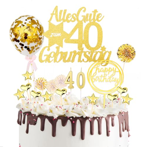 DazzJoy 19 Stück Tortendeko 40 Geburtstag Frau Mann,Gold Cake Topper 40 Geburtstag Deko,Alles Gute zum 40 Geburtstag,Torten Deko 40. Geburtstag Deko Geburtstagskerzen,Kuchendeko 40. Geburtstag Frauen DazzJoy 19 Stück Tortendeko 40 Geburtstag Frau Mann,Gold Cake Topper 40 Geburtstag Deko,Alles Gute zum 40 Geburtstag,Torten Deko 40. Geburtstag Deko Geburtstagskerzen,Kuchendeko 40. Geburtstag Frauen von Dazzjoy