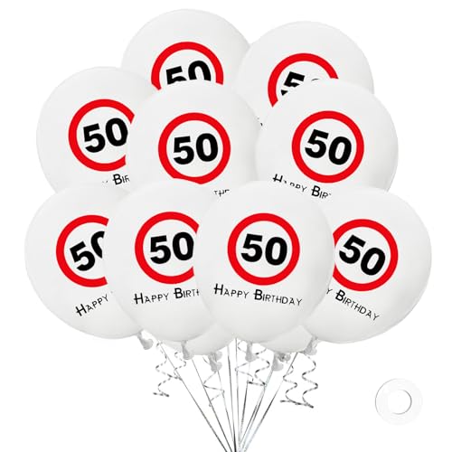 DazzJoy Luftballons 50. Geburtstag Deko,20 Stk Luftballon 50 Geburtstag Deko,50 Happy Birthday Ballon,Deko 50 Geburtstags Frau Mann,Verkehrsschild Luftballons Geburtstage für 50 Jubiläum Party Zubehör von Dazzjoy