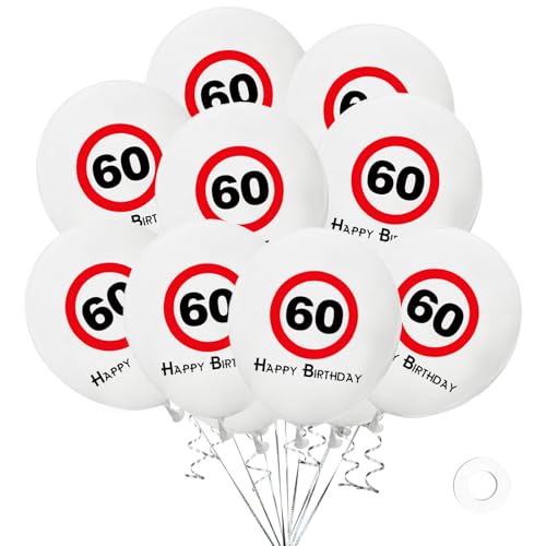 DazzJoy Luftballons 60. Geburtstag Deko,20 Stk Luftballon 60 Geburtstag Deko,60 Happy Birthday Ballon,Deko 60 Geburtstags Frau Mann,Verkehrsschild Luftballons Geburtstage für 60 Jubiläum Party Zubehör von Dazzjoy