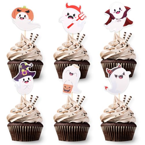 DazzJoy 24 Stück Halloween Cupcake Toppers Ghost,Halloween Tortendeko,Halloween Deko Torte,Halloween Party Deko,Halloween Kuchen Deko,Halloween Muffin Deko,Halloween Cake Topper,Halloween Geist Deko DazzJoy 24 Stück Halloween Cupcake Toppers Ghost,Halloween Tortendeko,Halloween Deko Torte,Halloween Party Deko,Halloween Kuchen Deko,Halloween Muffin Deko,Halloween Cake Topper,Halloween Geist Deko von Dazzjoy