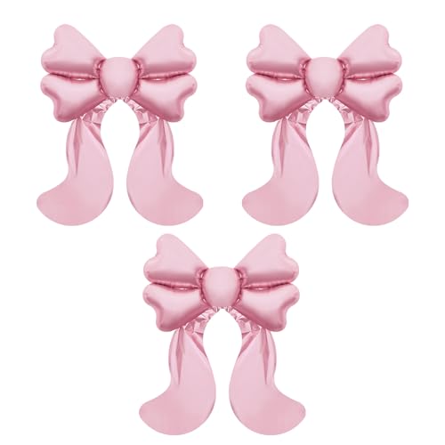 DazzJoy 3 Stück Schleifen Deko Geburtstag Mädchen Luftballons Rosa, XXL Rosa Schleife Luftballon, Schleifen Folienballon für Hochzeit, Prinzessin Geburtstag, Kindergeburtstag, Babyparty Dekoration von Dazzjoy