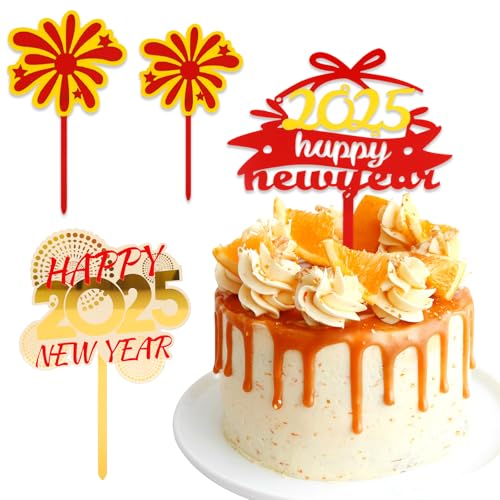 DazzJoy 4 Stk Silvester Deko 2025 Tortendeko Happy New Year,Acryl Happy New Year Deko,Tortendeko Silvester Deko 2025 Neujahr,2025 Silvester Kuchen Deko,Kuchendeko 2025,New Year Decoration für Torte DazzJoy 4 Stk Silvester Deko 2025 Tortendeko Happy New Year,Acryl Happy New Year Deko,Tortendeko Silvester Deko 2025 Neujahr,2025 Silvester Kuchen Deko,Kuchendeko 2025,New Year Decoration für Torte von Dazzjoy