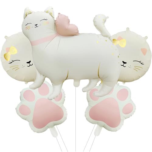 DazzJoy 5 Stück Katzen Luftballons Geburtstag Deko, XXL Luftballon Katze Tiere Ballons, Folienballon Katze Deko Geburtstag, Kronen Rosa Creme Katzen Ballon Tiere für Kindergeburtstag Deko Mädchen DazzJoy 5 Stück Katzen Luftballons Geburtstag Deko, XXL Luftballon Katze Tiere Ballons, Folienballon Katze Deko Geburtstag, Kronen Rosa Creme Katzen Ballon Tiere für Kindergeburtstag Deko Mädchen von Dazzjoy