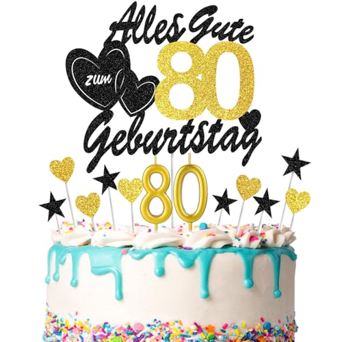 DazzJoy 80 Geburtstag Tortendeko,13 Stück Cake Topper 80 Geburtstag Mann Frau,Kuchendeko 80. Geburtstag Deko mit Geburtstagskerze,Alles Gute zum 80 Geburtstag Topper,Glitzer Torten Deko 80 Geburtstag DazzJoy 80 Geburtstag Tortendeko,13 Stück Cake Topper 80 Geburtstag Mann Frau,Kuchendeko 80. Geburtstag Deko mit Geburtstagskerze,Alles Gute zum 80 Geburtstag Topper,Glitzer Torten Deko 80 Geburtstag von Dazzjoy
