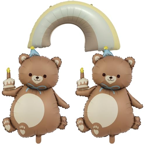 DazzJoy Bär Luftballons Deko Geburtstag, 3 Stk XXL Luftballon Bär Tiere Ballons, Bären Folienballon Geburtstag Tiere, Bär Baby Ballon für Kindergeburtstag Deko Junge Mädchen, Dschungel Geburtstag Deko von Dazzjoy