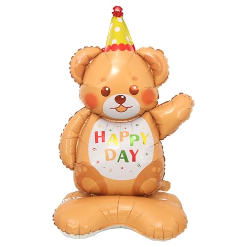 DazzJoy Happy Birthday Ballon Bär Stehend, XXL Luftballon Tiere Ballons Bär, Folienballon Tiere Bär Geburtstag Deko, Luftballons Tiere Bären für Kindergeburtstag Deko Junge Mädchen, Babyparty Deko von Dazzjoy