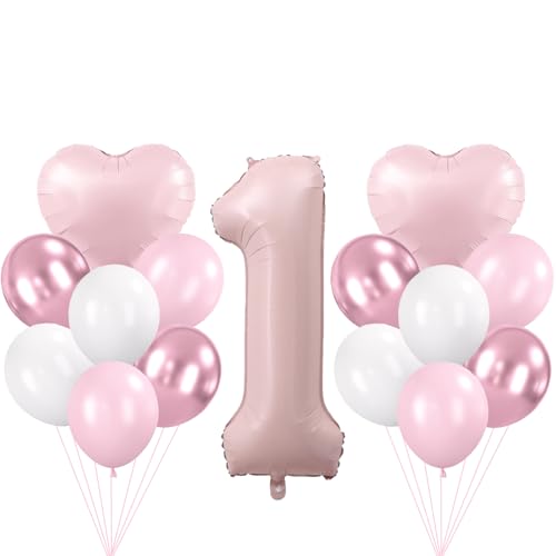 DazzJoy Zahlen Luftballon 1. Geburtstag Mädchen Deko mit Herz Folienballon, 32 Zoll Rosa Luftballons Zahlen 1, Geburtstagsdeko 1 Jahr Mädchen Junge, Helium Ballon 1 Geburtstag Mädchens Deko DazzJoy Zahlen Luftballon 1. Geburtstag Mädchen Deko mit Herz Folienballon, 32 Zoll Rosa Luftballons Zahlen 1, Geburtstagsdeko 1 Jahr Mädchen Junge, Helium Ballon 1 Geburtstag Mädchens Deko von Dazzjoy