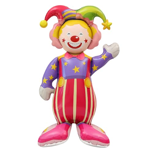 DazzJoy Clown Deko Folienballon Stehender, XXL Luftballon Clowns Deko Stehend, Karneval Deko Kinder Helium Ballon, Zirkus Deko Ballons Stehend, Luftballons Fasching Deko für Kino Deko, Karnevals Deko von Dazzjoy