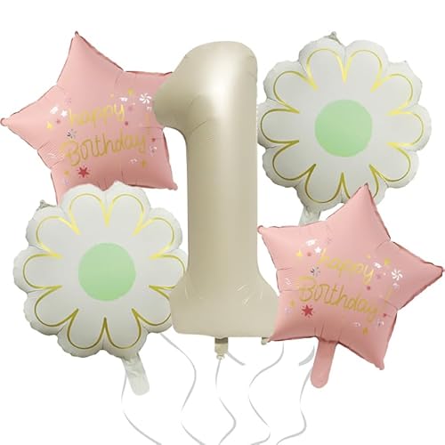 DazzJoy Geburtstagsdeko 1 Jahr Mädchen mit Gänseblümchen Folienballon, Luftballon Deko 1. Geburtstag Mädchen Junge, Ballon 1 Geburtstag Mädchen, Deko Kindergeburtstag 1 Jahr, Creme Luftballon Zahlen 1 DazzJoy Geburtstagsdeko 1 Jahr Mädchen mit Gänseblümchen Folienballon, Luftballon Deko 1. Geburtstag Mädchen Junge, Ballon 1 Geburtstag Mädchen, Deko Kindergeburtstag 1 Jahr, Creme Luftballon Zahlen 1 von Dazzjoy