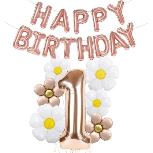 DazzJoy Geburtstagsdeko 1 Jahr Mädchen mit Gänseblümchen Folienballon, Luftballon Deko 1. Geburtstag Mädchen Junge, Happy Birthday Ballon 1 Geburtstag,1 Jahr Geburtstage Mädchen DazzJoy Geburtstagsdeko 1 Jahr Mädchen mit Gänseblümchen Folienballon, Luftballon Deko 1. Geburtstag Mädchen Junge, Happy Birthday Ballon 1 Geburtstag,1 Jahr Geburtstage Mädchen von Dazzjoy