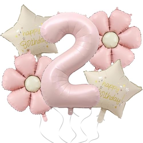 DazzJoy Geburtstagsdeko 2 Jahre Mädchen mit Gänseblümchen Folienballons von Dazzjoy