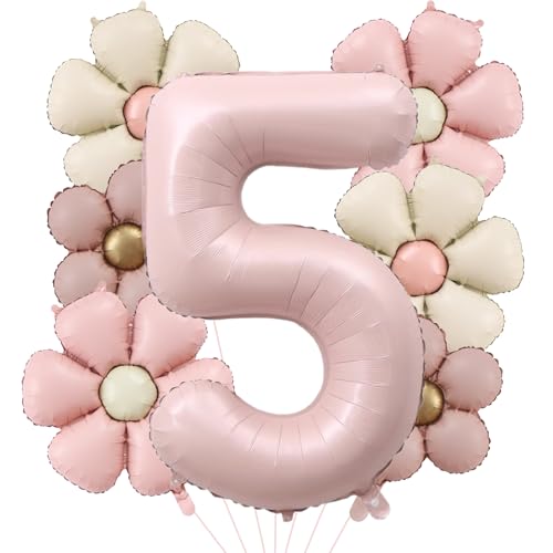 DazzJoy Geburtstagsdeko 5 Jahre Mädchen mit Gänseblümchen Folienballon, Luftballon 5. Geburtstag Mädchens, Luftballons Geburtstag Mädchen 5 Jahre, Folienballon Zahl 4 Rosa für Kindergeburtstag Deko DazzJoy Geburtstagsdeko 5 Jahre Mädchen mit Gänseblümchen Folienballon, Luftballon 5. Geburtstag Mädchens, Luftballons Geburtstag Mädchen 5 Jahre, Folienballon Zahl 4 Rosa für Kindergeburtstag Deko von Dazzjoy