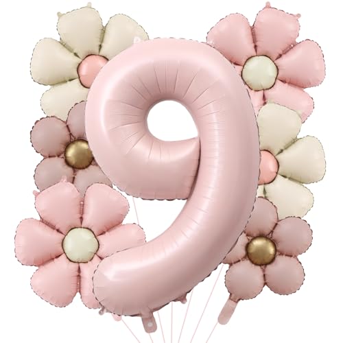 DazzJoy Geburtstagsdeko 9 Jahre Mädchen mit Gänseblümchen Folienballon, Luftballon 9 Jahre Mädchen, Ballon 9 Geburtstag Mädchens, Luftballons Zahl 9 Rosa für Kindergeburtstag Deko DazzJoy Geburtstagsdeko 9 Jahre Mädchen mit Gänseblümchen Folienballon, Luftballon 9 Jahre Mädchen, Ballon 9 Geburtstag Mädchens, Luftballons Zahl 9 Rosa für Kindergeburtstag Deko von Dazzjoy
