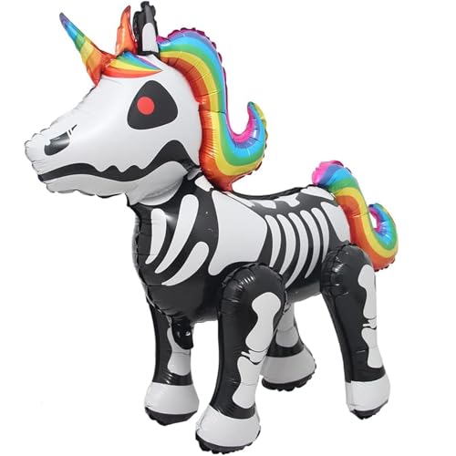 DazzJoy Halloween Totenkopf Einhorn Luftballon, 3D Einhorn Folienballon Stehend, Einhorn Deko Kindergeburtstag, Einhorn Ballons Tiere mit Beinen, Unicorn Ballon für Halloween Festival Deko, Hexen Deko DazzJoy Halloween Totenkopf Einhorn Luftballon, 3D Einhorn Folienballon Stehend, Einhorn Deko Kindergeburtstag, Einhorn Ballons Tiere mit Beinen, Unicorn Ballon für Halloween Festival Deko, Hexen Deko von Dazzjoy