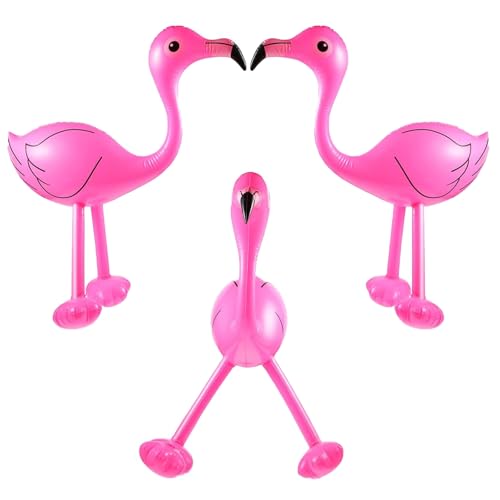 DazzJoy Hawaii Deko Aufblasbare Flamingo Ballons, 3 Stück Hawaii Party Deko Aufblasbar Flamingo Luftballons, Aufblasbarer Flamingo Spielzeug für Strand Tropisch, Beach Party Dekoration von Dazzjoy