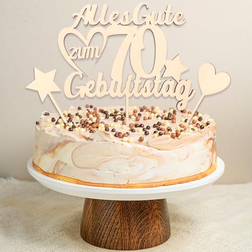 DazzJoy Holz Tortendeko 70 Geburtstag Frau Mann,3 Stück Kuchen Deko 70 Geburtstag,Alles Gute zum 70 Geburtstag Deko,Holz Cake Topper 70 Geburtstag,70. Geburtstag Deko,Kuchendeko Geburtstag 70 Jahre von Dazzjoy