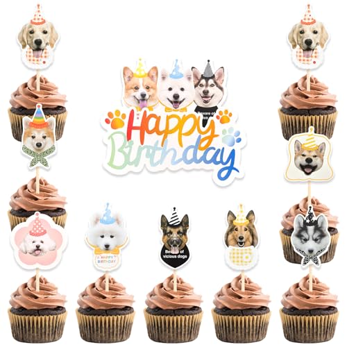 DazzJoy 25 Stück Happy Birthday Tortendeko Hunde Deko,Tortendeko Geburtstag Hunde Cake Topper Geburtstag,Happy Birthday Kuchendeko für Hundegeburtstag,Cupcake Topper für Hundeliebhaber DazzJoy 25 Stück Happy Birthday Tortendeko Hunde Deko,Tortendeko Geburtstag Hunde Cake Topper Geburtstag,Happy Birthday Kuchendeko für Hundegeburtstag,Cupcake Topper für Hundeliebhaber von Dazzjoy
