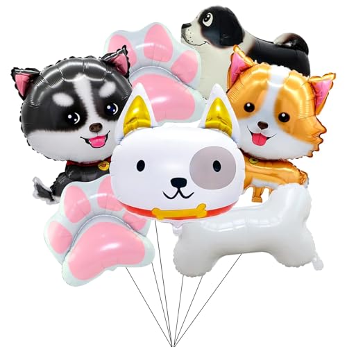 DazzJoy 7 Stück Hund Folienballon Tiere Geburtstag, Hund Luftballon Tiere Ballons, Hund Tier Luftballons Tiere Kindergeburtstag Deko Junge Mädchen, Helium Ballon Hund Tiere für Party Deko Geburtstag von Dazzjoy