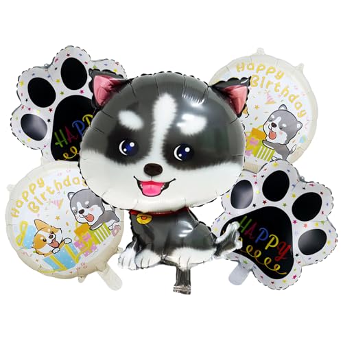 DazzJoy 5 Stück Hund Luftballons Tiere Geburtstag, Hunde Luftballon Tiere Ballons, Hund Folienballon Tiere Geburtstag, Hunde Helium Ballons für Kindergeburtstag Deko Mädchen Junge, Babyparty Deko von Dazzjoy