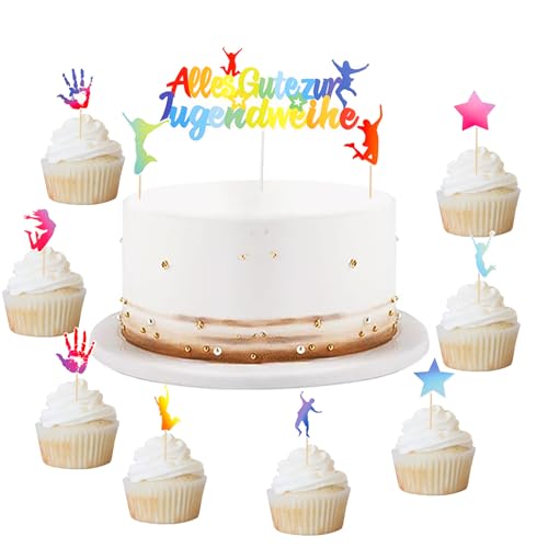 DazzJoy Jugendweihe Tortendeko,11 Stück Kuchen Deko Jugendweihe Mädchen Junge,Alles Gute zur Jugendweihe Cake Topper,Bunt Jugendweihe Deko Torte,Papier Tortendeko Jugendweihe Cupcake Topper DazzJoy Jugendweihe Tortendeko,11 Stück Kuchen Deko Jugendweihe Mädchen Junge,Alles Gute zur Jugendweihe Cake Topper,Bunt Jugendweihe Deko Torte,Papier Tortendeko Jugendweihe Cupcake Topper von Dazzjoy