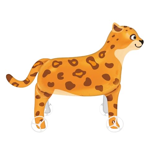 DazzJoy Leopard Luftballons Tiere mit Rädern, XXL Luftballon Tiere Ballons Leopard, Folienballon Tiere Geburtstag, Ballon Tiere für Dschungel Deko Geburtstag, Party Animals, Kindergeburtstag Deko von Dazzjoy