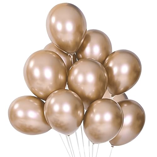 DazzJoy 20 Stück Champagner Gold Luftballons,10 Zoll Beige Ballons für Hochzeit, Geburtstagsdeko & Partydeko – Heliumgeeignet, Robuste Luftballons für Hochzeitsfeier, Braune Ballons für Feste von Dazzjoy