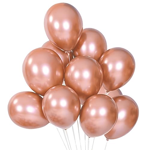 DazzJoy 50 Stück Rosegold Luftballons –10 Zoll Rose Gold Ballons für Geburtstag, Hochzeit und JGA – Heliumgeeignet, Metallische Hochzeitsdeko und Geburtstagsdeko, Luftballons für Feierlichkeiten von Dazzjoy