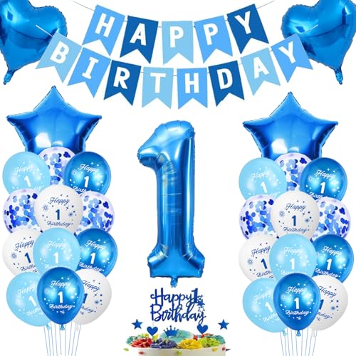 DazzJoy Luftballons 1. Geburtstag Blau, 32 Zoll Folienballon Zahl 1 Blau, Luftballon 1. Geburtstag Junge Mädchen, 1 Geburtstag Junge Deko DazzJoy Luftballons 1. Geburtstag Blau, 32 Zoll Folienballon Zahl 1 Blau, Luftballon 1. Geburtstag Junge Mädchen, 1 Geburtstag Junge Deko von Dazzjoy