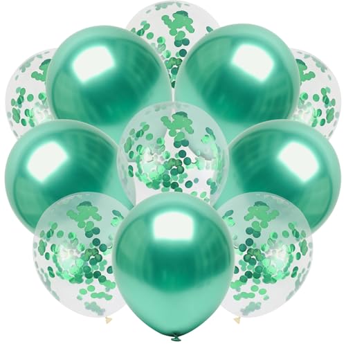 DazzJoy 12 Zoll Luftballons Grün,20 Stück Metallic Grüne Luftballons Helium Geeignet,Konfetti Luftballon Grün für Hochzeit Deko,Helium Ballons Geburtstagsdeko Partydeko,Dschungel Deko Geburtstag von Dazzjoy
