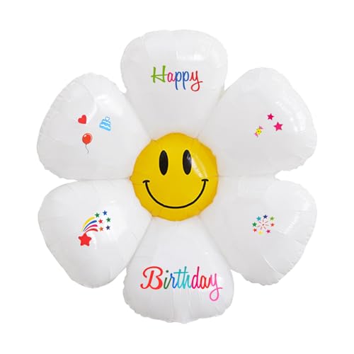 DazzJoy 100x97CM Gänseblümchen Ballons Kindergeburtstag,Weiße Luftballons Geburtstag Gänseblümchen Deko Geburtstag,Folienballon Blume,Helium Luftballons Blumen,Geburtstagsballon von Dazzjoy