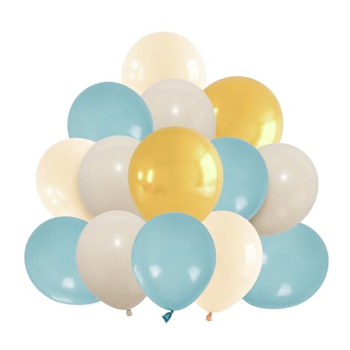DazzJoy 20 Stück Luftballons Blau,Luftballons Gold,Helium Ballons Gold,Geburtstagsdeko Blau,Weiße Ballons für Geburtstag Hochzeit Babyparty,Ballon Weiße von Dazzjoy