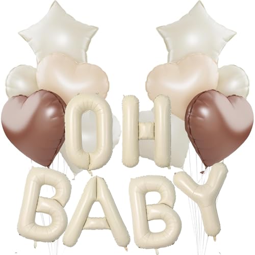 DazzJoy Oh Baby Luftballon mit Stern Herz Luftballons Geburtstag, 16 Zoll Cremeweiß OH BABY Buchstaben Folienballon, Oh Baby Ballon, Oh Baby Deko Ballons für Babyparty Deko Junge Mädchen, Kinderparty DazzJoy Oh Baby Luftballon mit Stern Herz Luftballons Geburtstag, 16 Zoll Cremeweiß OH BABY Buchstaben Folienballon, Oh Baby Ballon, Oh Baby Deko Ballons für Babyparty Deko Junge Mädchen, Kinderparty von Dazzjoy
