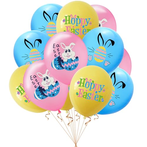DazzJoy 12 Stück Ostern Deko Ballons Set, Hasen Deko Luftballon, Oster Deko Helium Ballon, Osterhase Luftballons Kindergeburtstag Deko, Happy Easter Deko Ballon für Osterdeko Party, Easter Decoration DazzJoy 12 Stück Ostern Deko Ballons Set, Hasen Deko Luftballon, Oster Deko Helium Ballon, Osterhase Luftballons Kindergeburtstag Deko, Happy Easter Deko Ballon für Osterdeko Party, Easter Decoration von Dazzjoy