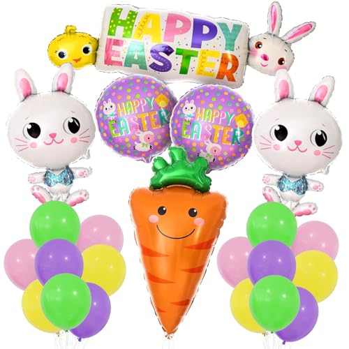 DazzJoy Ostern Deko Luftballons Set, 18 Stück Oster Deko Helium Ballon, XXL Osterhase Deko Luftballon Tiere Ballons, Oster Karotte Folienballon, Happy Easter Deko Folienballons für Osterdeko Party DazzJoy Ostern Deko Luftballons Set, 18 Stück Oster Deko Helium Ballon, XXL Osterhase Deko Luftballon Tiere Ballons, Oster Karotte Folienballon, Happy Easter Deko Folienballons für Osterdeko Party von Dazzjoy