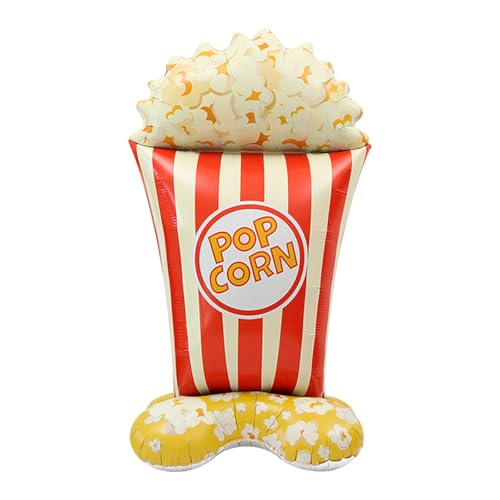 DazzJoy Popcorn Folienballon Stehender, XXL Luftballon Popcorn Stehend Ballons, Karneval Deko Kinder Helium Ballon, Zirkus Deko Ballons Stehend, Luftballons Fasching Deko für Kino Deko, Karnevals Deko von Dazzjoy