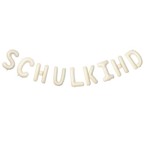 DazzJoy Einschulung Deko Luftballon Cremeweiß, Schulanfang Deko Einschulung Mädchen Junge Luftballons, 16 Zoll Cremeweiß Schulkind Deko 2025 Buchstaben Ballons, Schuleinführung Deko Folienballon von Dazzjoy
