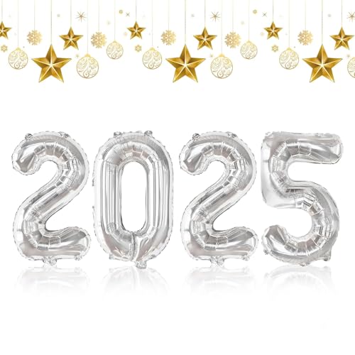 DazzJoy Graduation Deko 2025 Zahlen Luftballon Silber, 32 Zoll Bachelor Deko Ballon 2025, Abschluss Deko 2025 Folienballon für Bachelor Abschluss Geschenk und Gratulation Dekoration, Neujahrsdeko DazzJoy Graduation Deko 2025 Zahlen Luftballon Silber, 32 Zoll Bachelor Deko Ballon 2025, Abschluss Deko 2025 Folienballon für Bachelor Abschluss Geschenk und Gratulation Dekoration, Neujahrsdeko von Dazzjoy