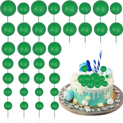 DazzJoy 20 Stück Tortendeko Kugeln Grün,Glitzer Cake Topper Kugeln,Torten Deko Grün,Kuchendeko Mini Ballons,Tortenaufsatz Kugel für Hochzeit Geburtstag Babyparty,Cake Decoration Kugel von Dazzjoy
