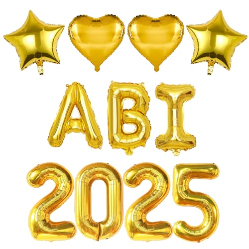 Graduation Deko Luftballon Gold, Abitur 2025 Deko set mit ABI Luftballon, Abschluss Deko,Abitur Bachelor Deko Ballon, Abschlussfeier Luftballons für Graduation Geschenk Congrats Prüfung Bestanden Deko von Dazzjoy