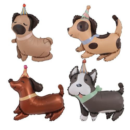 Hund Folienballon, 4 Stk Deko Luftballons für Geburtstag, Kindergeburtstag Deko Mädchen Jungen, Tiere Ballon für Babyshower, Hunde Thema Party Dekoration Hund Folienballon, 4 Stk Deko Luftballons für Geburtstag, Kindergeburtstag Deko Mädchen Jungen, Tiere Ballon für Babyshower, Hunde Thema Party Dekoration von Dazzjoy