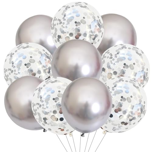 Luftballons Silber, 10 Stk 12 Zoll Konfetti Ballons Silber, Metallic Silber Helium Ballon Silberhochzeit Deko, Luftballons Geburtstag für Babyparty, Neujahr, Graduierung, Jubiläum Deko Silberhochzeit Luftballons Silber, 10 Stk 12 Zoll Konfetti Ballons Silber, Metallic Silber Helium Ballon Silberhochzeit Deko, Luftballons Geburtstag für Babyparty, Neujahr, Graduierung, Jubiläum Deko Silberhochzeit von Dazzjoy