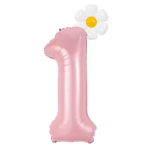 Rosa Zahlen Luftballon 1 mit Gänseblümchen,XXL Gänseblümchen Folienballon Zahl 1,Zahlenballon 1 Helium Ballon,Luftballon 1. Geburtstag für 1 Jahre Mädchen Geburtstagsdeko,Babyparty,Jubiläum Party Deko Rosa Zahlen Luftballon 1 mit Gänseblümchen,XXL Gänseblümchen Folienballon Zahl 1,Zahlenballon 1 Helium Ballon,Luftballon 1. Geburtstag für 1 Jahre Mädchen Geburtstagsdeko,Babyparty,Jubiläum Party Deko von Dazzjoy
